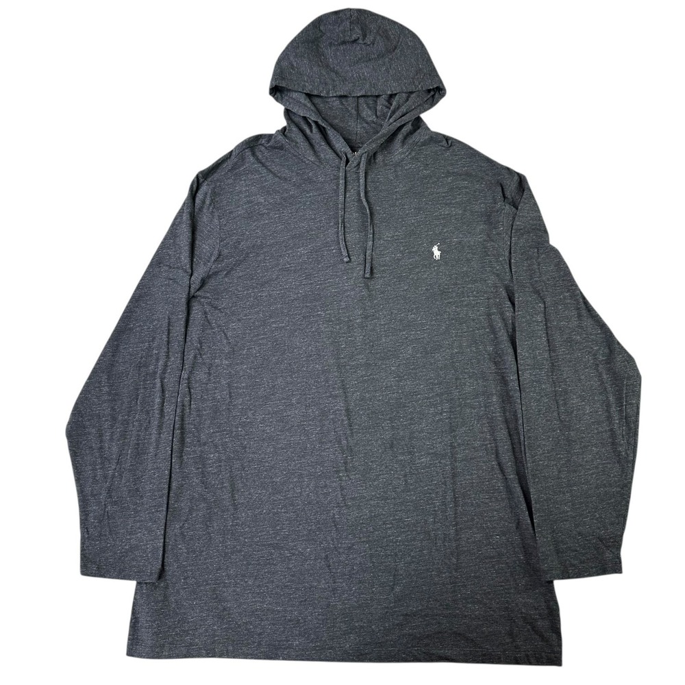 Polo Ralph Lauren Jersey Hooded T-Shirt Mens 2XLT Big Tall Black Long Sleeve NEW